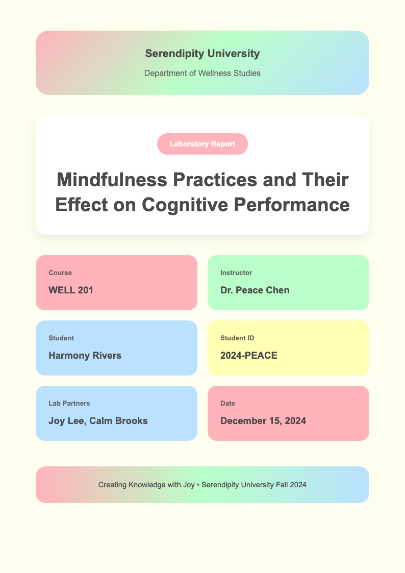 Pastel soft lab report cover page